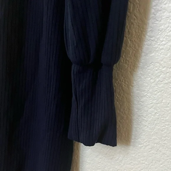 REFORMATION | Navy Blue Ribbed Mock Neck Long Sleeve Bodycon Mini Dress | Size S - Picture 4 of 6